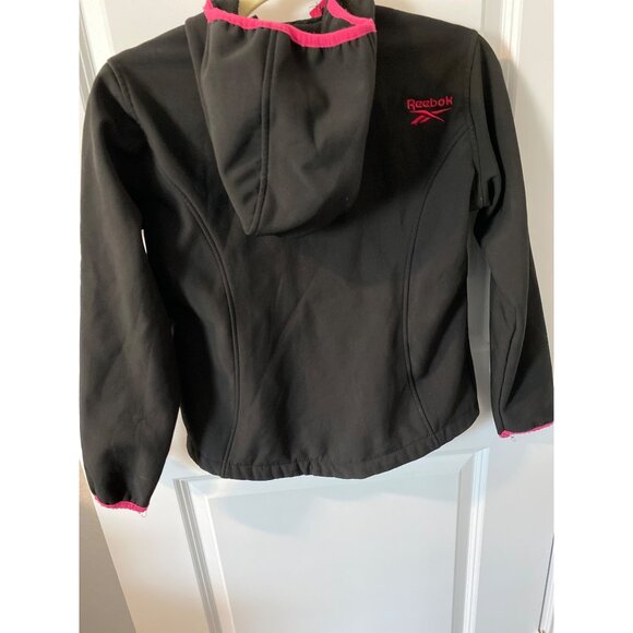 Reebok Girls 10/12 Medium Jacket Black With Pink Zipper & Hood - Picture 3 of 5